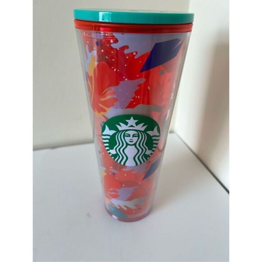 Starbucks 2020 Red Coral Flower Hibiscus Acrylic Tumbler24 Oz